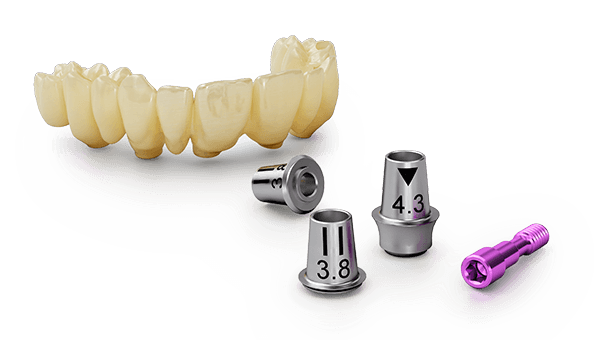 DEDICAM Brücken für Titanbasen auf Implantatschulter